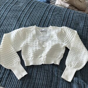 Zara Cream Textured Knit Cardigan